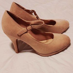 suede mary jane heels
